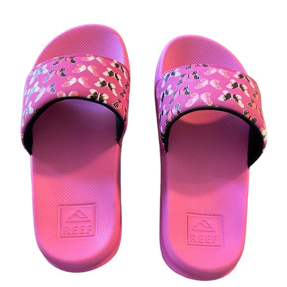 Reef Kids Orchid Butterfly Pink Sandal Slides Size 1 - Picture 3 of 7